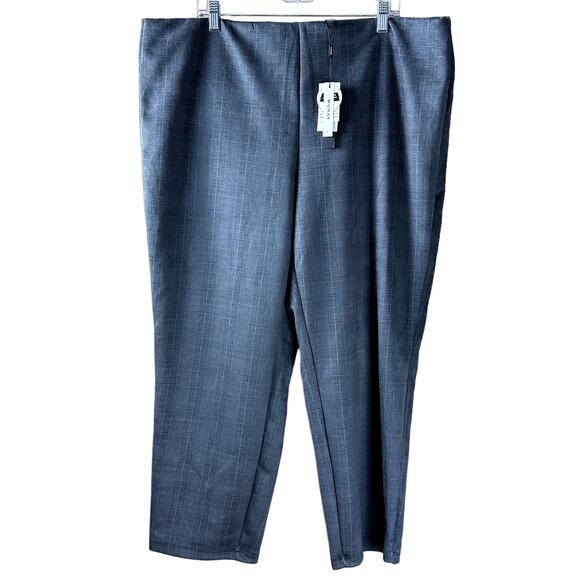 Tahari NWT Faux Leather Plaid Tummy Control Women's Size 3x Careerwear Pants - Picture 1 of 15